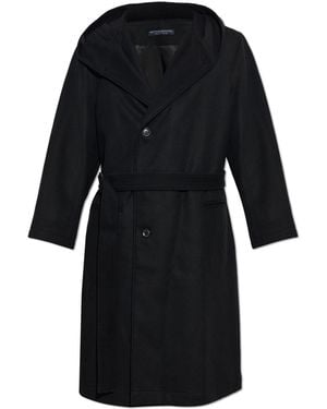 Yohji Yamamoto Wool Hooded Coat - Black