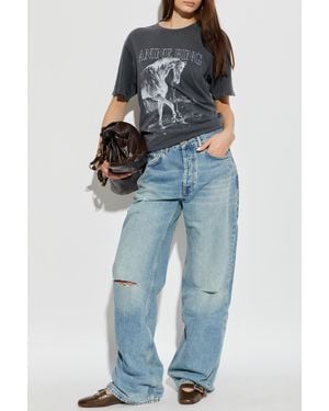 Anine Bing T-Shirt With Logo - Blue