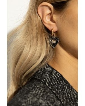 Dolce & Gabbana Earrings With Heart-Shaped Pendants - Brown