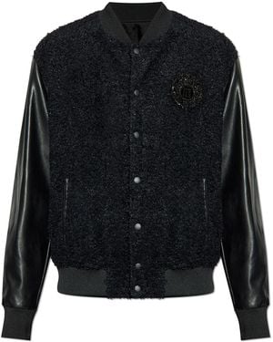 Balmain Bomber Jacket With Appliqué - Black