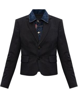 DSquared² Blazer Made Of Combined Materials - Black