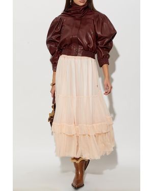 Chloé Leather Jacket With Detachable Scarf - Red