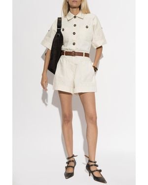 Self-Portrait Jumpsuit With Belt - Natural