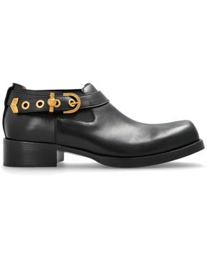 Versace Leather Ankle Boots - Black