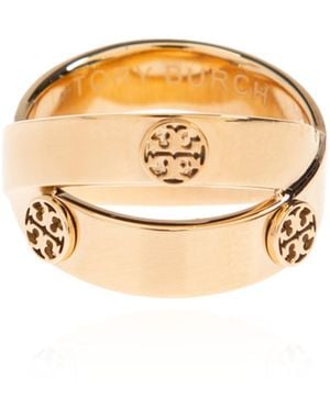 Tory Burch Ring With Logo - Metallic