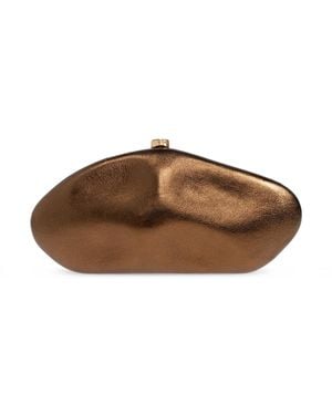 Cult Gaia Leather Clutch 'The Caldera' - Brown