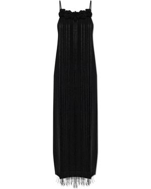 Jil Sander Dress With Decorative Long Fringes - Black