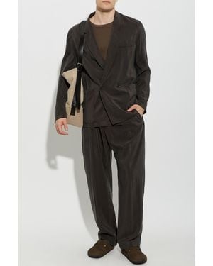 Lemaire Silk Pants With A Belt - Black