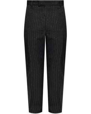 McQueen Wool Trousers With Lurex Thread - Black