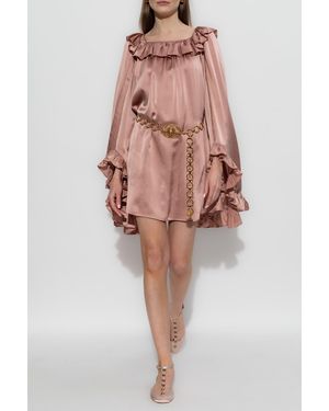 Chloé Silk Dress With Ruffles - Pink