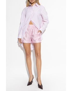 Moschino Silk Shorts With Print - Pink