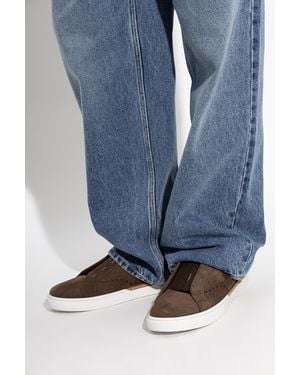 Fendi Suede Sports Shoes "City" - Blue
