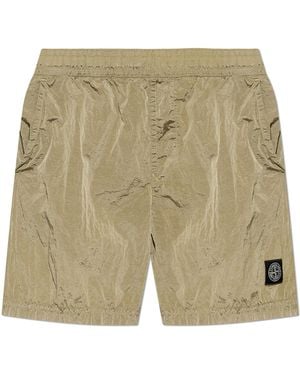 Stone Island Shorts With Logo Patch - Green