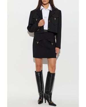 Versace Short Jacket With Appliqués - Black