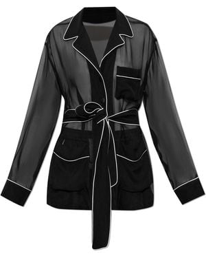 Dolce & Gabbana Transparent Shirt With Belt - Black