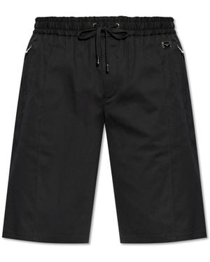 Dolce & Gabbana Cotton Shorts With Logo - Black