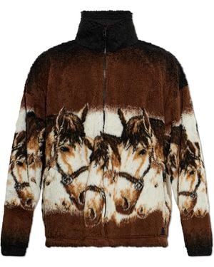 MM6 by Maison Margiela Fleece Jacket With Stand-Up Collar - Brown