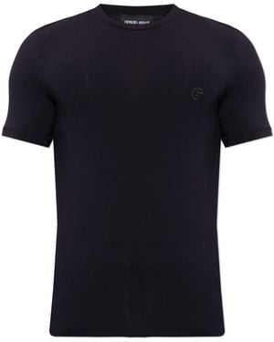 Giorgio Armani T-Shirt With Embroidered Logo - Black