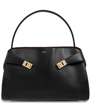 Ferragamo Suede Shoulder Bag 'Hug' - Black