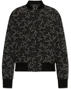Balmain Bomber Jacket With Monogram - Black