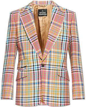 Vivienne Westwood Wool Blazer With Check Pattern - Multicolour