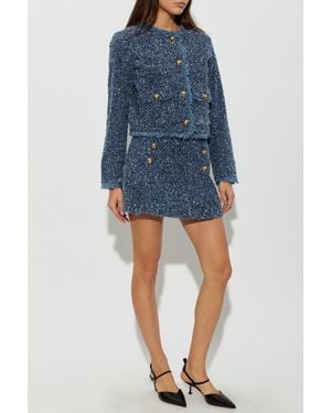 MICHAEL Michael Kors Tweed Blazer With Raw-Edge Finish - Blue