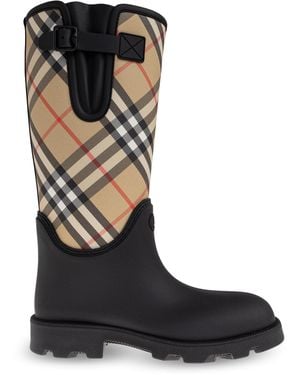 Burberry Plaid-Patterned Wellington Boots - Black