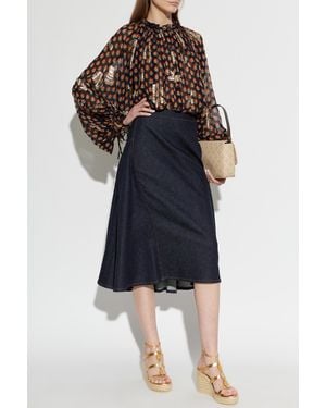 Etro Silk Top With Lurex Thread - Blue