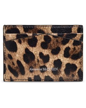 McQueen Leopard Print Card Case - Black