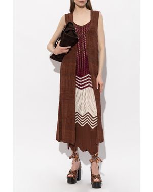 Akep Dress With Decorative Weave - Brown