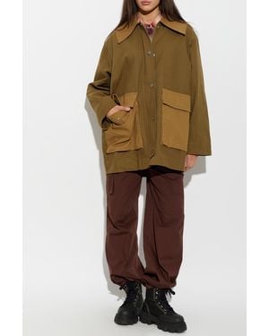 Ganni Cotton Jacket With Pocket - Green