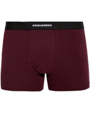 DSquared² Cotton Boxers With Monogram - Red