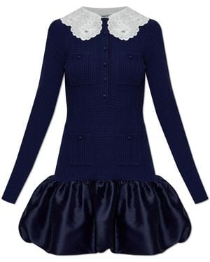 Self-Portrait Dress With A Detachable Collar - Blue