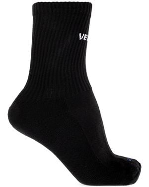 Vetements Cotton Socks With Logo - Black