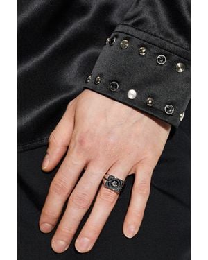 Versace Signet Ring With Medusa Head - Black