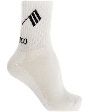 The Attico Cotton Socks With Logo - White