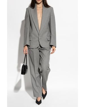 Victoria Beckham Wool Pants With Pleats - Gray