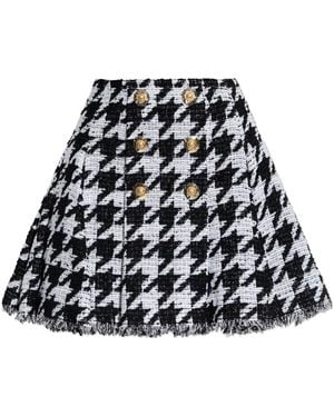 Balmain Skirt With Houndstooth Pattern - Black