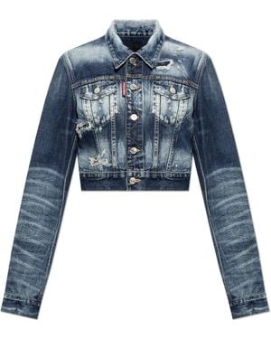 DSquared² Denim Jacket With Vintage Effect - Blue