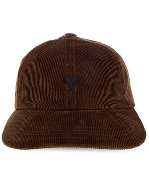 Ami Paris Corduroy Baseball Cap - Brown