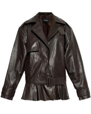 ROTATE BIRGER CHRISTENSEN Leather Jacket With Belt - Black