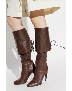 McQueen Leather Heeled Boots - Brown