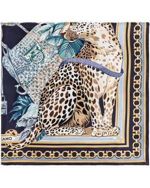Ferragamo Silk Scarf With Print - Black