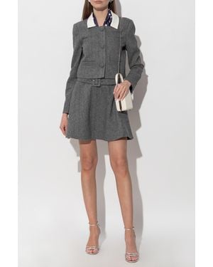 Self-Portrait Blazer With Detachable Scarf - Gray