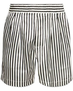 Tom Ford Silk Shorts With A Striped Pattern - White