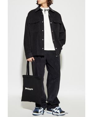 Palm Angels Corduroy Shirt With Pockets - Black