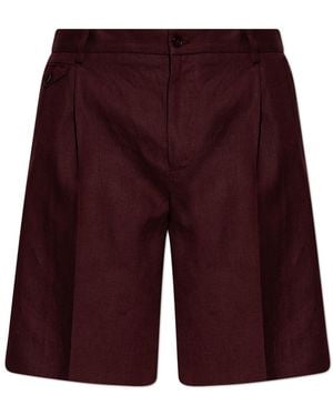 Dolce & Gabbana Linen Pleated Shorts - Red