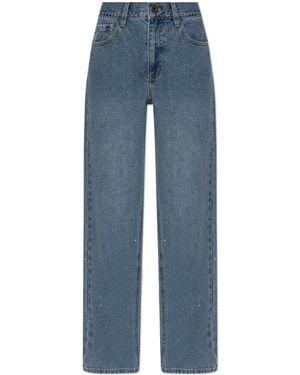 Self-Portrait Jeans With Shimmering Sequins - Blue
