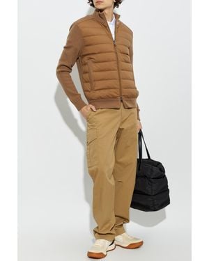 Moncler Cardigan With Quilted Front - Brown