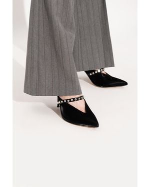 McQueen Heeled Shoes With Shimmering Crystals - Gray